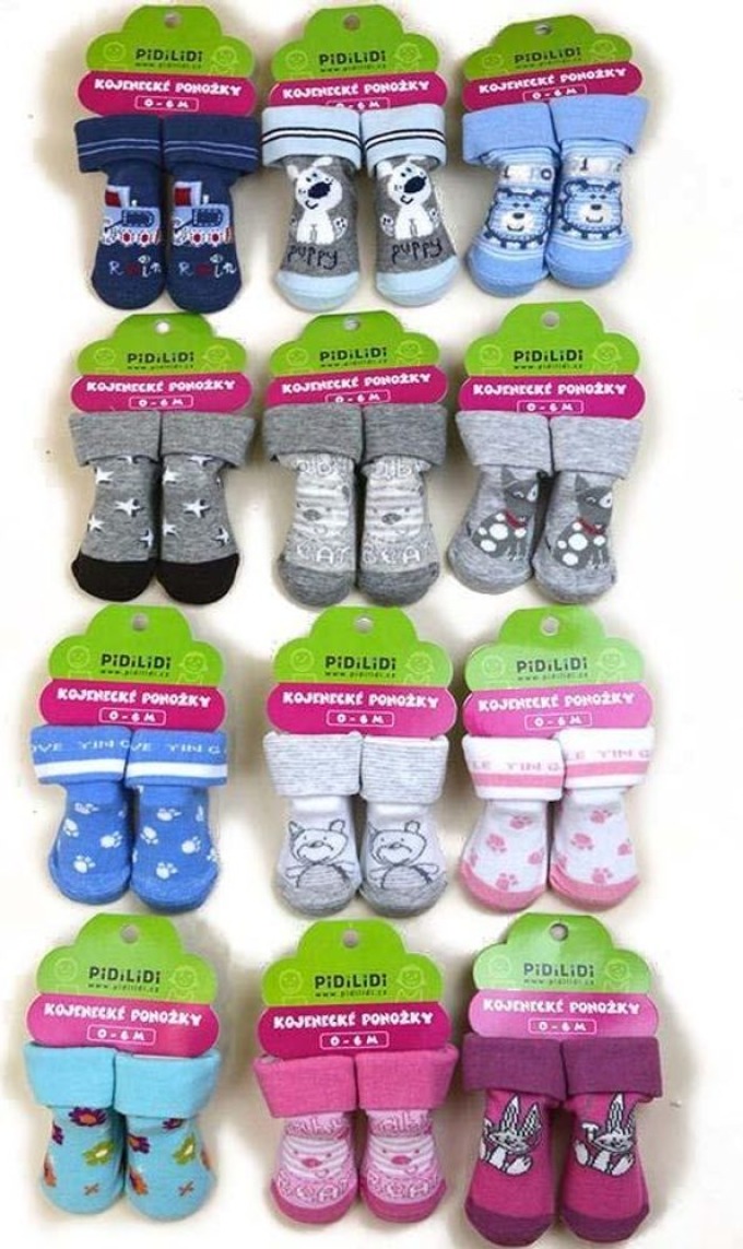 ponožky kojenecké na kartě (0 až 6m), Pidilidi, PD112, mix - 0-6m | 0-6m