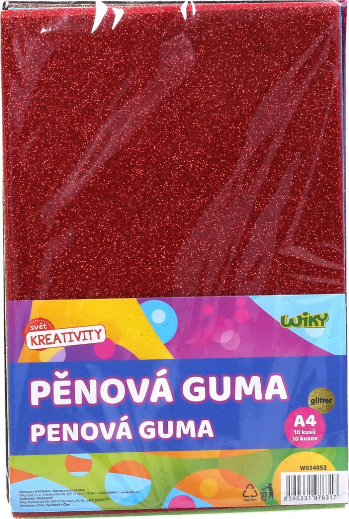 Pěnová guma A4 20x30 cm glitter, 10 ks