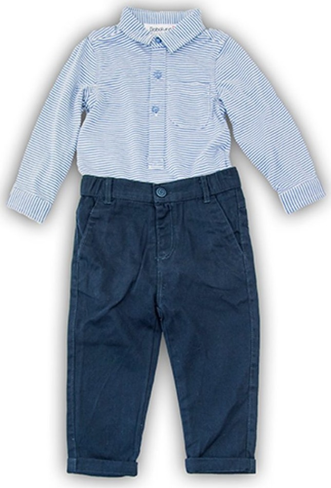 Kojenecký set bavlněný, body košile a kalhoty, Minoti, SMART 5, modrá - 86/92 | 18-24m