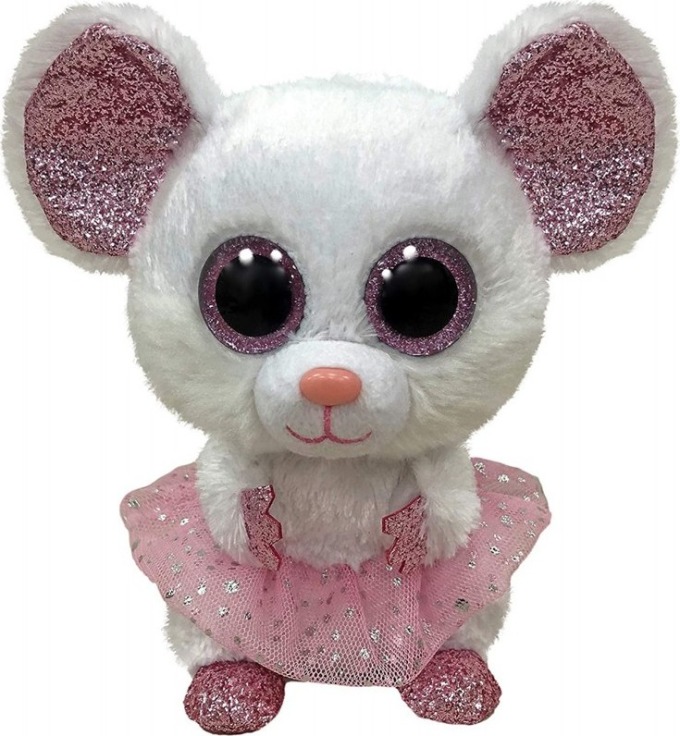 BEANIE BOOS NINA, 24 cm - bílý myš