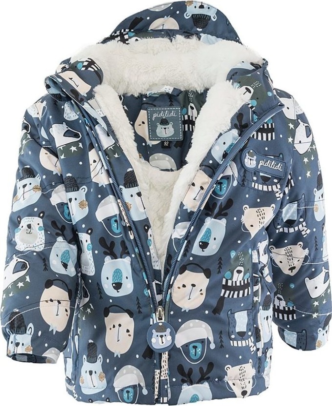 bunda zimní chlapecká s kožíškem, Pidilidi, PD1130-02, modrá - 86 | 18m