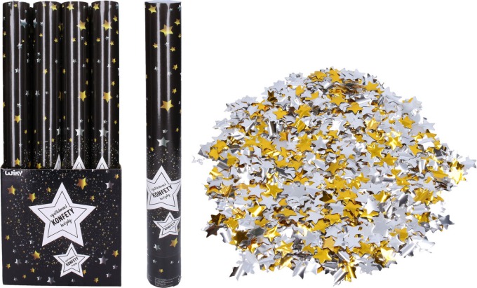 Párty konfety vystřelovací Hvězdy 50 cm