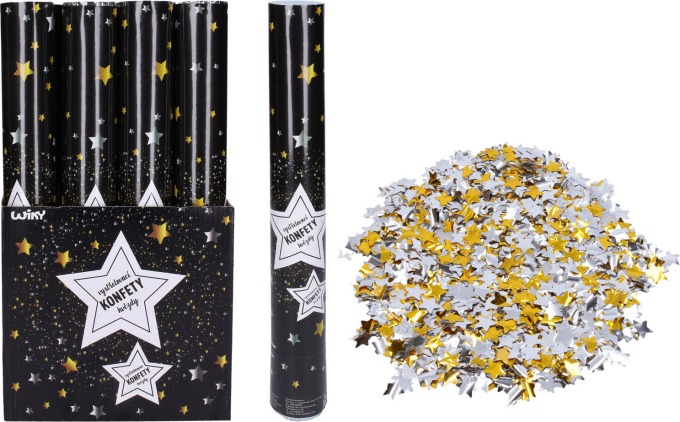 Párty konfety vystřelovací Hvězdy 40 cm