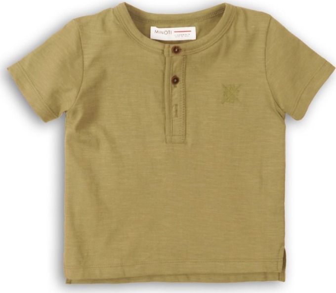 Tričko chlapecké s krátkým rukávem, Minoti, 1HENLEY 6, khaki - 152/158 | 12/13let