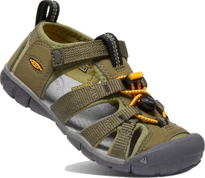 Dětské sandály SEACAMP II CNX, military olive/saffron, keen, 1025145/1025131, khaki - 24