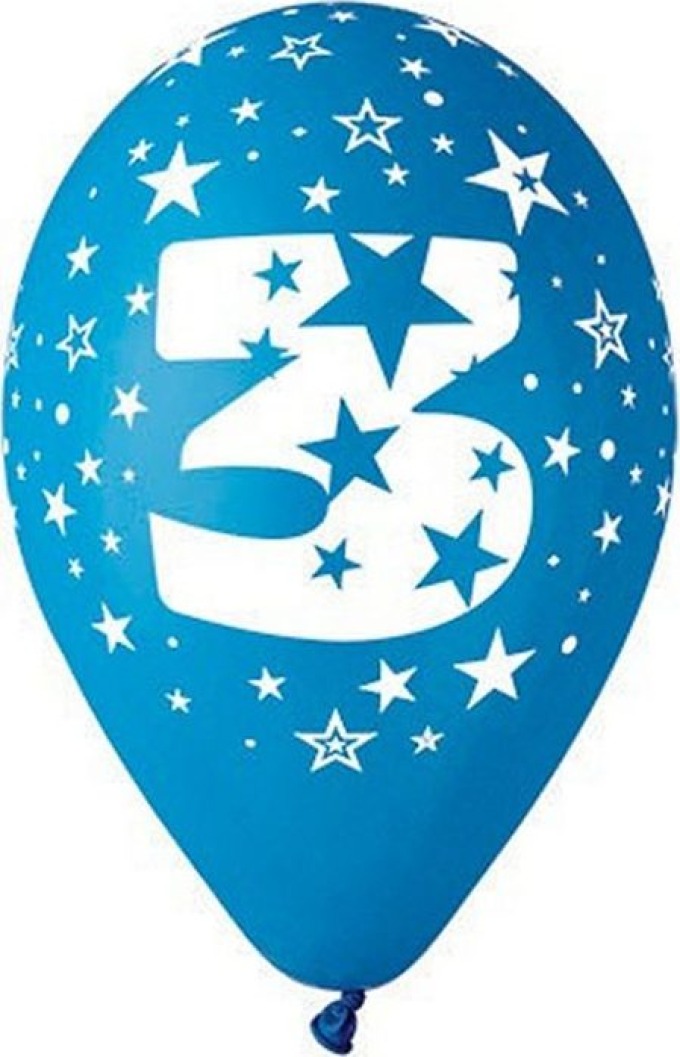 Balónek nafukovací - sada 5ks ČÍSLO "3", Smart Balloons, W040541