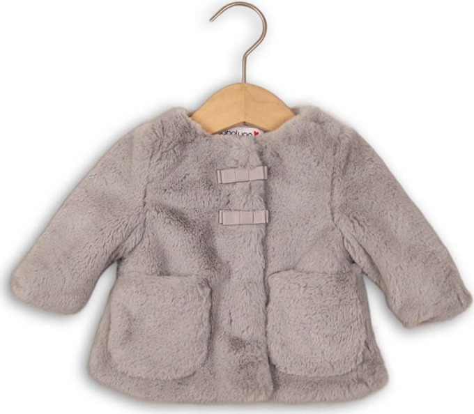 Kabátek kojenecký chlupatý s bavlněnou podšívkou, Minoti, EYELASH 2, šedá - 86/92 | 18-24m