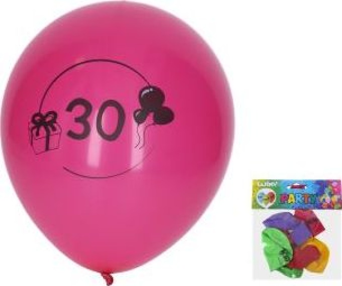 Balónek nafukovací 30 cm - sada 5ks, s číslem 30